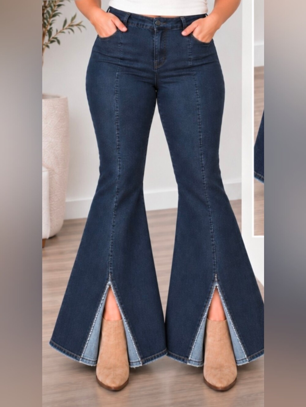 Judy Blue Size 16W Super Flare Jeans Dark Wash Raw Hem Dramatic Bell Bottom